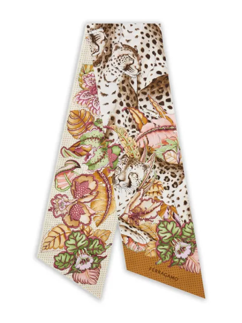 Ferragamo Cheetah-print silk scarf Neutrals 789949