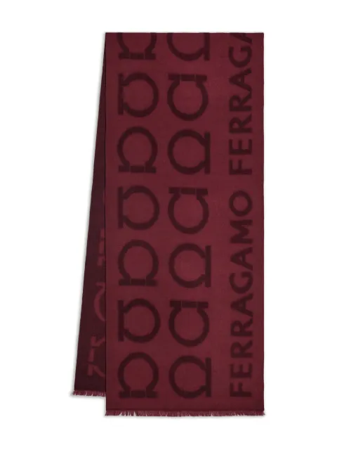 Ferragamo Gancini jacquard logo scarf Red 790384