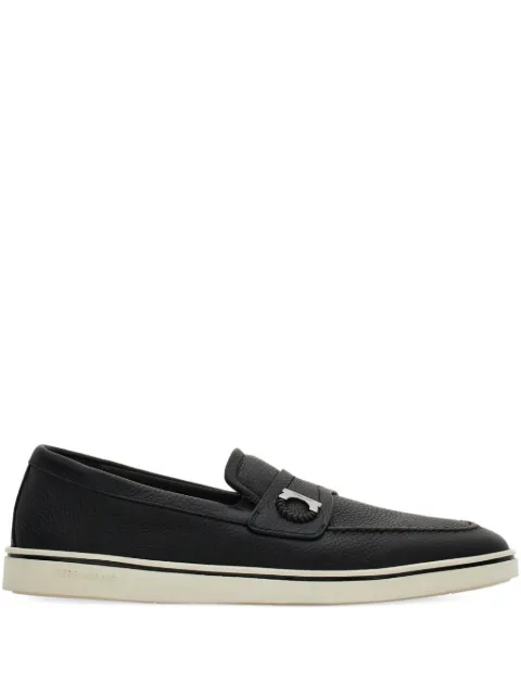 Ferragamo boat shoe loafers with Gancini ornament Black 789158