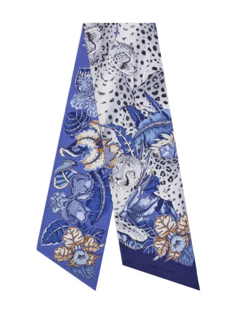 Ferragamo Cheetah-print silk scarf Blue 789947
