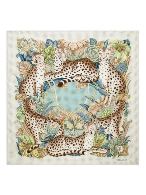 Ferragamo Cheetah-print silk scarf Neutrals 789460