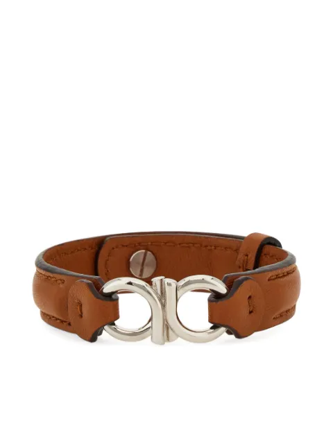 Ferragamo Gancini adjustable leather bracelet Brown 790997
