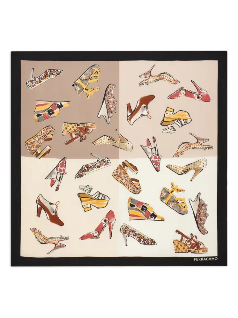 Ferragamo Genio-print silk scarf Neutrals 789875