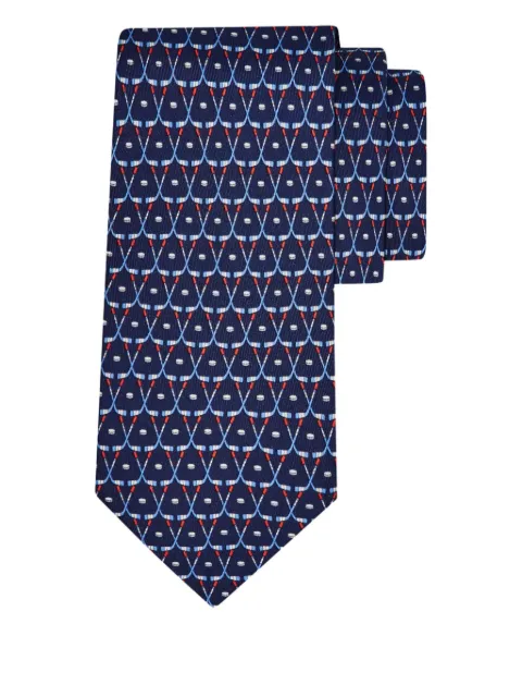 Ferragamo hockey print silk tie Blue 789759