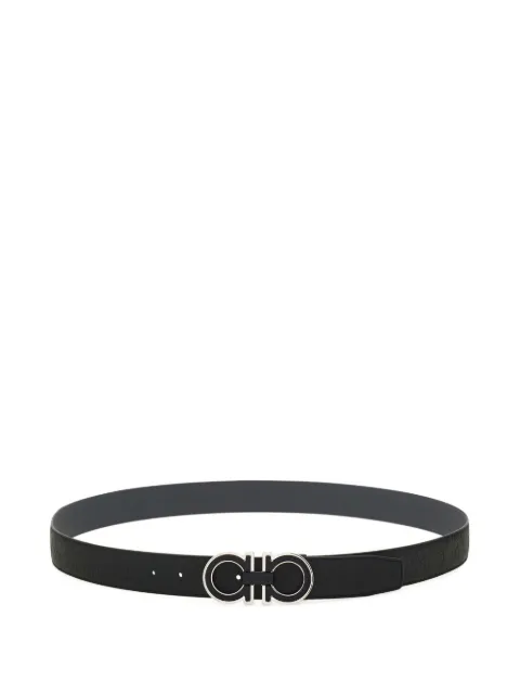 Ferragamo Gancini-embossed leather belt Black 790422