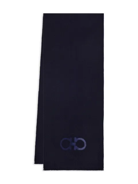 Ferragamo Gancini-motif wool scarf Blue 790382
