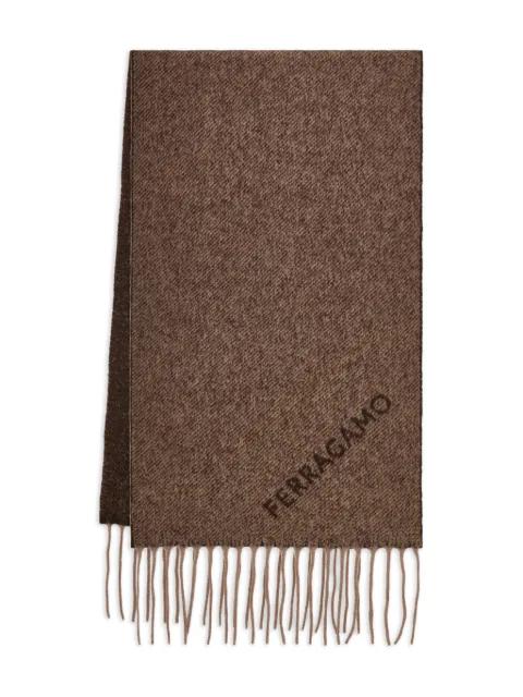 Ferragamo jacquard fringed scarf Brown 789754