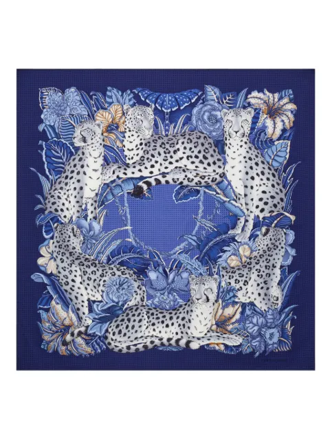 Ferragamo cheetah-print silk scarf Blue 789464