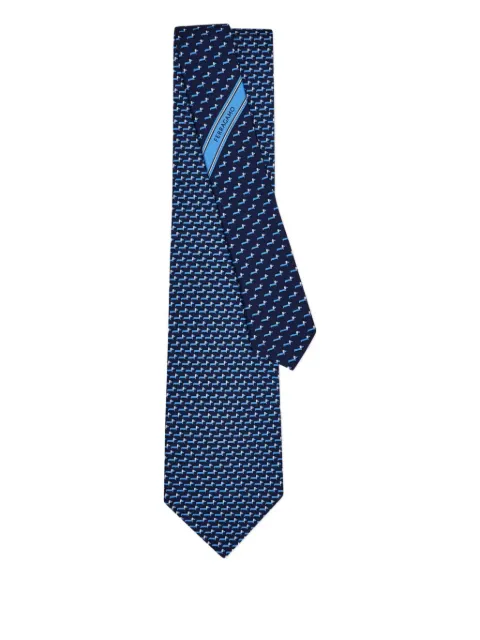 Ferragamo dachshund-print silk tie Blue 788885