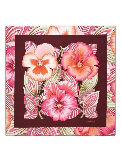 Ferragamo Brezza-print silk scarf Pink 789960