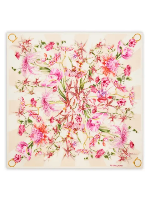 Ferragamo floral bloom print silk scarf Neutrals 789918