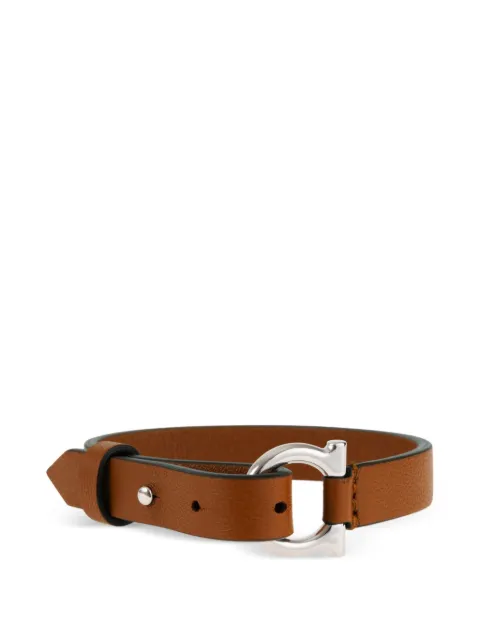 Ferragamo Gancini leather bracelet Silver 791077