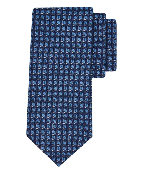 Ferragamo jacquard gancini pegasus tie Blue 789277