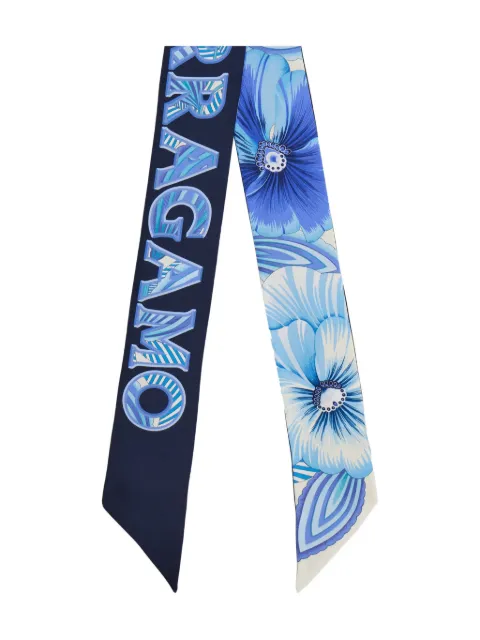 Ferragamo Brezza-print silk scarf Blue 789965