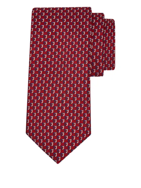 Ferragamo gancini-pattern silk tie Red 789246