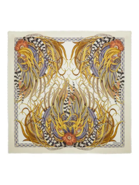 Ferragamo Rooster-print scarf Neutrals 790816