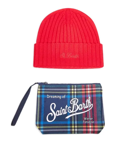 MC2 Saint Barth Aline clutch bag and Wengen beanie hat set Red BOX0020