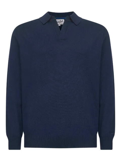 MC2 Saint Barth ribbed embroidery polo shirt Blue COV000800063I