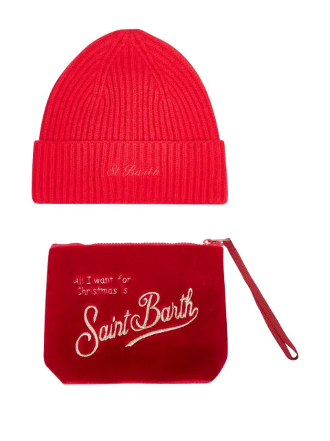 MC2 Saint Barth ribbed velvet beanie pouch (set of two) Red BOX002303765I