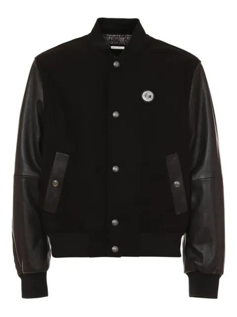 Just Cavalli leather-sleeves bomber jacket Black 79OAVP01CP009