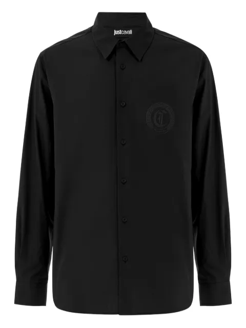 Just Cavalli logo-emblem long-sleeve shirt Black 79OALY10CN510
