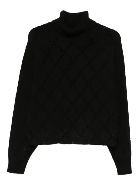 Semicouture openwork turtleneck sweater Black S5WE05