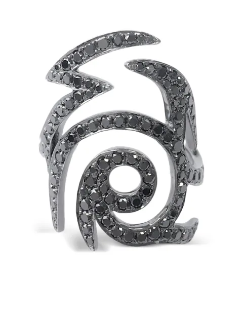 Stefere 18K white gold diamond spiral ring Black R0002730A01
