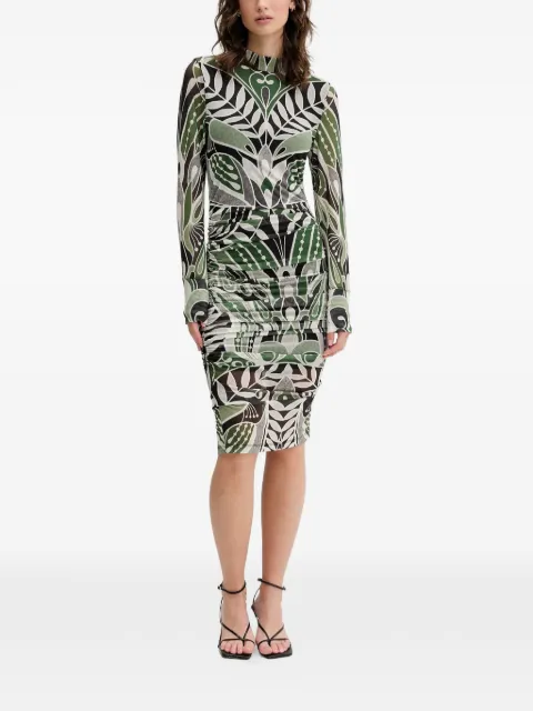 FARM Rio long-sleeve floral-pattern midi dress Green 329135