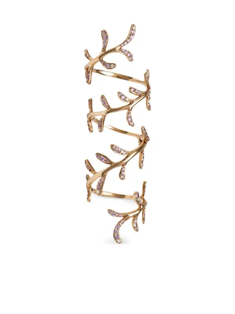 Stefere 18K rose gold floral-motif sapphire and diamond ring Pink R0002166A01