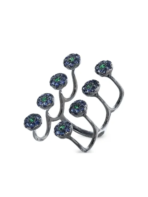 Stefere 18K white gold Aurore sapphire and garnet ring Silver R0002305C01
