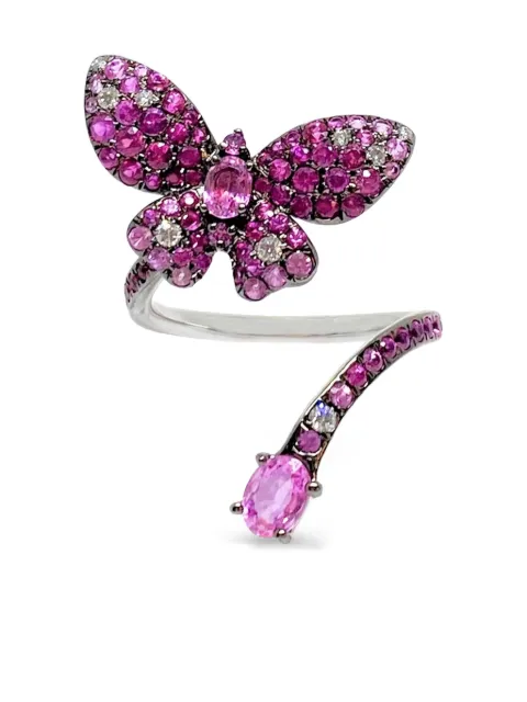 Stefere 18K white gold Butterfly diamond and sapphire ring Silver R0002990A01