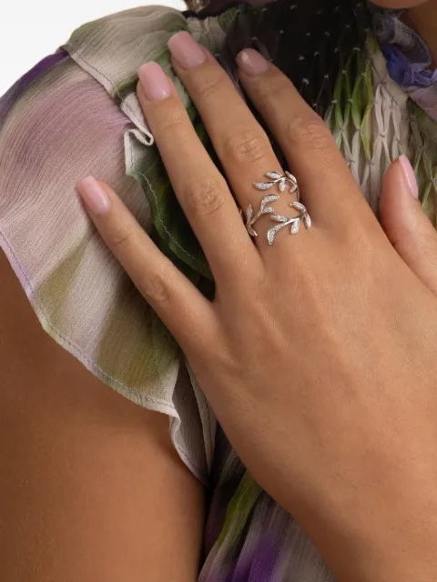 Stefere 18K white gold garden-bloom diamond ring Silver NPR2170A06