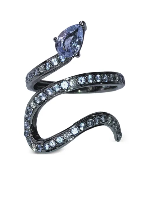 Stefere 18K white gold Snake sapphire and diamond ring Silver R0002688A03
