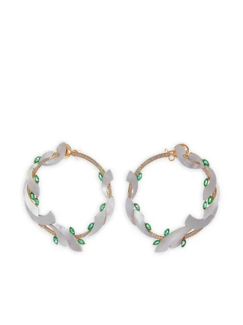Ananya 18K yellow gold Mogra Coronation emerald hoop earrings Gold HE44267