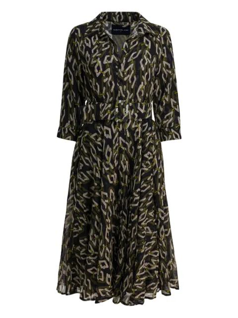 Samantha Sung belted printed dress Black ASTERMULTICHAINBIGDARKBLACKOLI