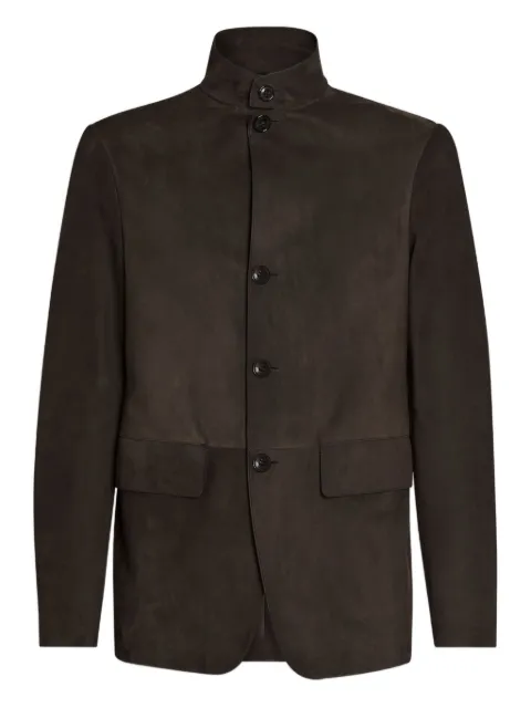 Zegna SECONDSKIN Il buttoned leather jacket Brown UGPNSA2G284