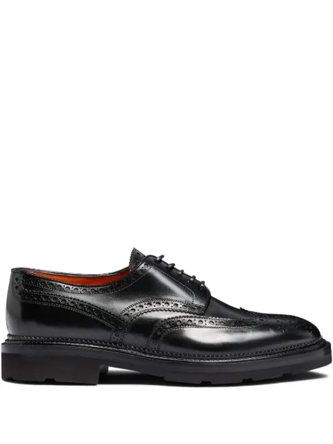 Santoni brogue-detailing leather Derby shoes Black MCCO15761JL4GNTG