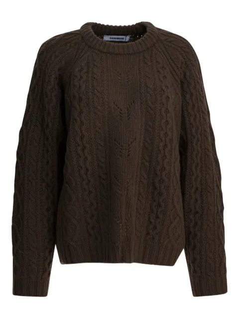 SANDBEIGE cable-knit crew-neck knitwear Brown SBC3NT03ACMOCHA
