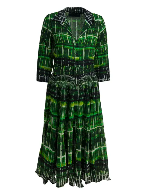Samantha Sung plaid belted dress Green ASTERWATERCOLORPLAID