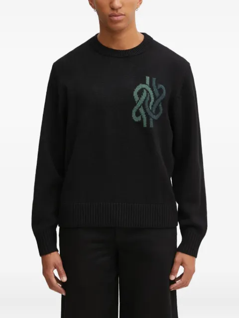 Filling Pieces embroidered crew-neck sweater Black 422575500265