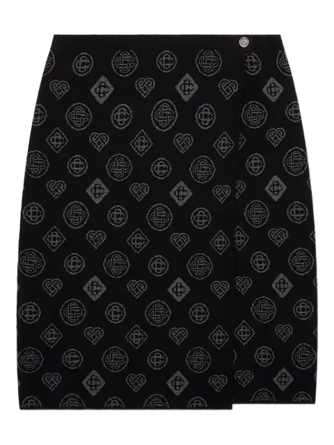 Casablanca jacquard-motif wrap midi skirt Black WAW25KW1076