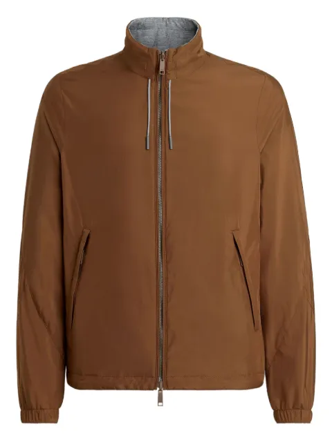 Zegna zip-up leather-detail jacket Brown E7T337124B