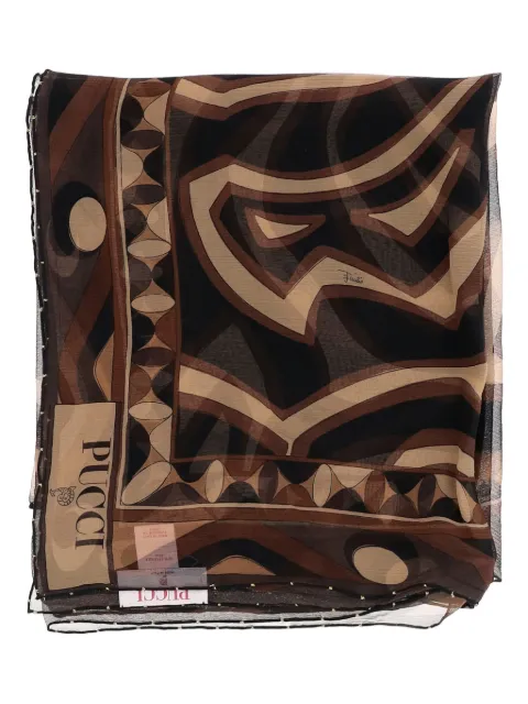 PUCCI geometric-print silk scarf Brown 5UGB635UC31