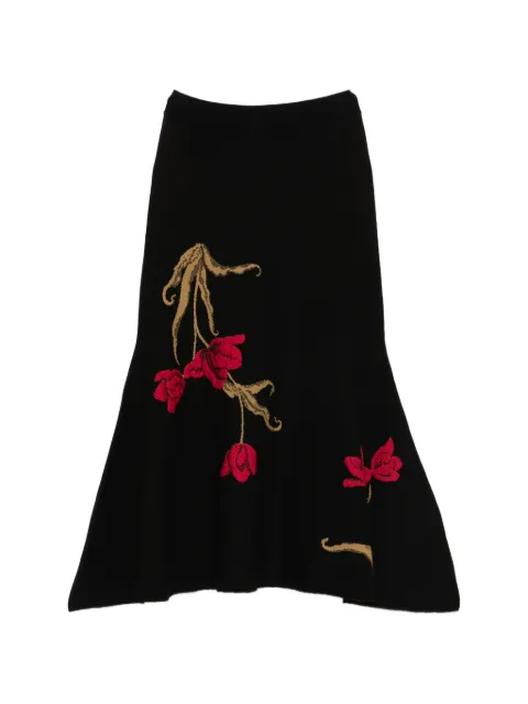 ERDEM floral-motif knitted midi skirt Black PS26KS830051000