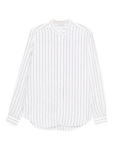Eleventy striped collarless shirt White I75CAMI16TES0I1720105