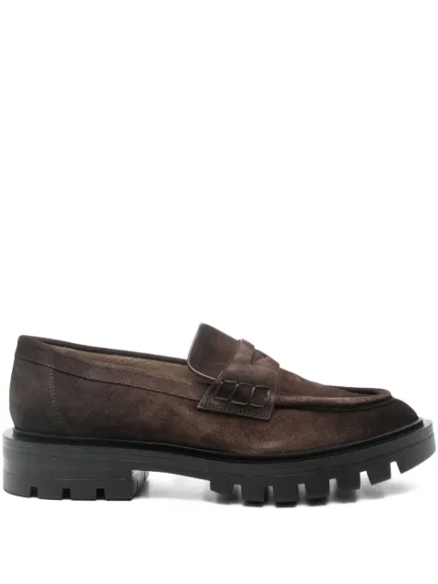 Santoni suede penny loafers Brown WUCU71828NERHHSYT50
