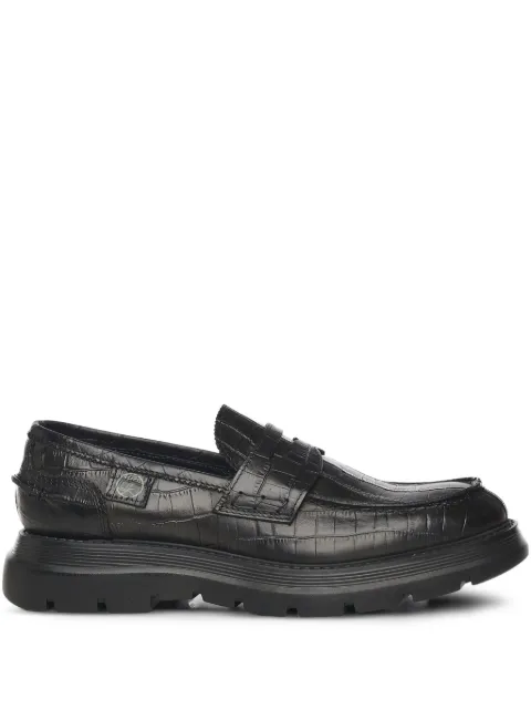 Giuliano Galiano crocodile-print round-toe loafers Black BRYANCOCCONERO