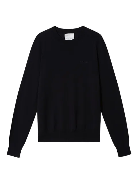 MARANT Basile ribbed embroidered-logo sweater Blue PU0228HAA1L79H