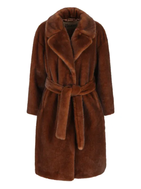 Herno faux-fur belted coat Brown CA000582D12739