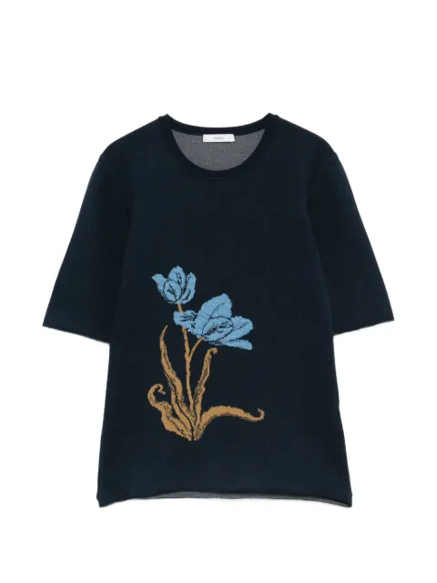 ERDEM floral-motif knitted T-shirt Blue PS26KT3830054001